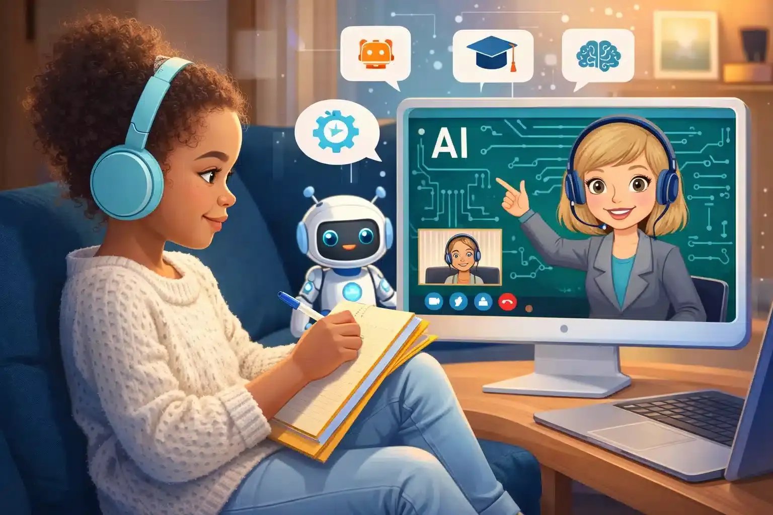Kids learning AI and robotics through hands-on projects at BrainyBots Academy